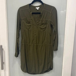 Splendid Women's Dark Army Hunter Army Green Long Sleeve Mini Dress Sz XS